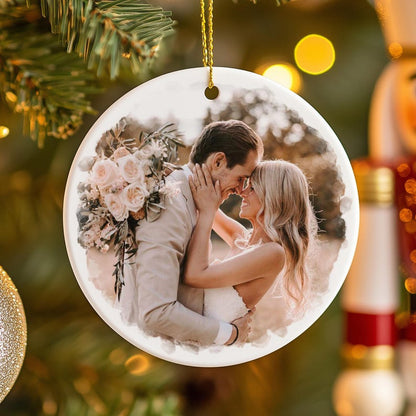 Custom Engagement Christmas Ornament, Personalized Wedding Engaged Calendar Ornament With Photo, Christmas Ornament For Newly Couple