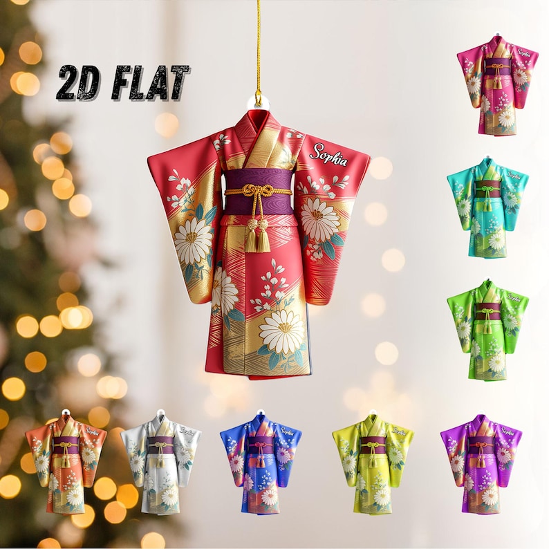 Personalized 2D FLAT Kimono Ornament, Japan Culture Christmas Decor, Japan Travel Keepsake Ornament, Japan Lovers Gift
