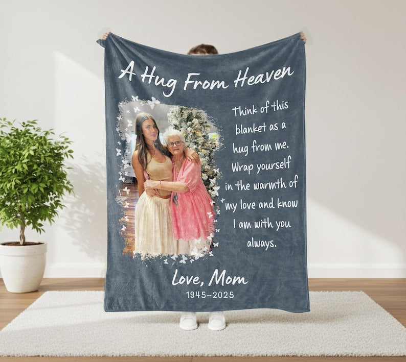 Personalized Photo Memorial Blanket, A Hug From Heaven Gift, Memory Blanket With Pictures, Remembrance Blanket, In Loving Memory Blanket