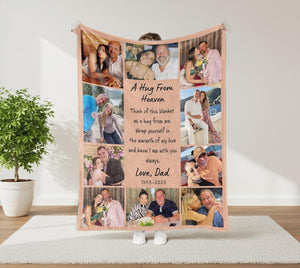 Personalized Photo Memorial Blanket, A Hug From Heaven Gift, Memory Blanket With Pictures, Remembrance Blanket, In Loving Memory Blanket