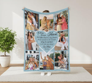 Personalized Photo Memorial Blanket, A Hug From Heaven Gift, Memory Blanket With Pictures, Remembrance Blanket, In Loving Memory Blanket