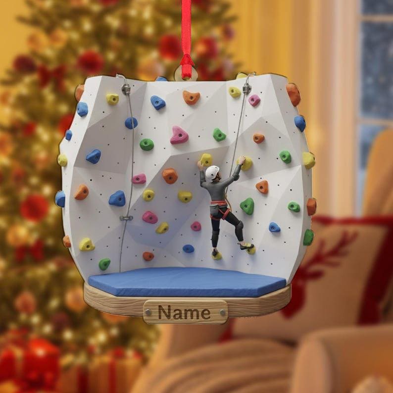 Personalized Rock Climbing Ornament 2025 2D Flat Acrylic Indoor Wall Climber Christmas Gift for Athletes & Adventure Lovers