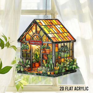 Personalized Greenhouse Acrylic Suncatcher, Plant Ornament, Botanical Garden Decor,Plant Lovers Gift,Plant Garden Window Decor,Gift For Mom