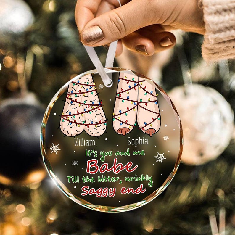 Personalized Couple Glass Ornament, Funny Christmas Gift, Cute Christmas Keepsake for Partners, Gift For Couples, Funny Xmas Ornament