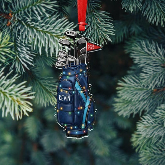 Personalized Golf Bag Ornament, Name Golf Lover Christmas Ornament 2025, Gift for Golf Dad, Gift For Golfer, Golf Club Gift 2025
