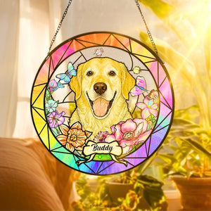 Custom Pet Portrait Stained Glass , Personalized Dog Portrait from Photo, Handmade Pet Keepsake, Pet Loss Gifts, Dog Memorial, Home Decor