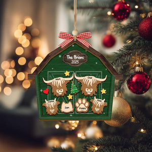 Highland Cow Family Christmas Tree Ornaments, Personalized Highland Cow Barn House Ornament 2025, Holiday Keepsake, Gift For Farmer