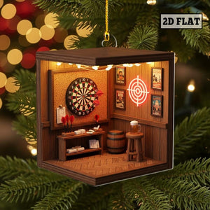 Dart Room Christmas Ornament, Dart Game Room Tree Hanging Decor, Game Room Christmas Gift for Pub and Darts Lovers, Game Room Keepsake Gift