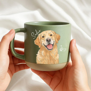 Personalized Watercolor Photo Pet Pottery Mug, Pet Portrait Coffee Cup Gift For Cat Dog Lovers, Custom Dog Remembrance Gifts, Cat Mugs