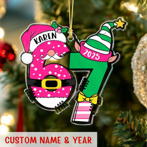 Custom Name 67 Acrylic Ornament 2025: Funny Six Seven Meme Teen Gift