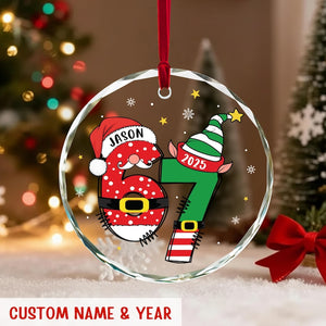 Custom Name 67 Acrylic Ornament 2025: Funny Six Seven Meme Teen Gift