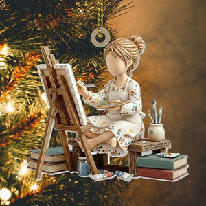 Personalized Artist Ornament, Custom Painter Gift, 2D Wood or Acrylic, Art Teacher Christmas Gift, Name Ornament