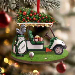 Personalized Golf Cart Christmas Ornament, Golf Lover Gift, Acrylic Ornament