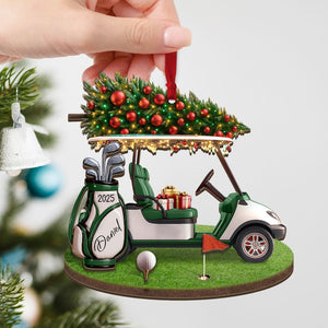 Personalized Golf Cart Christmas Ornament, Golf Lover Gift, Acrylic Ornament