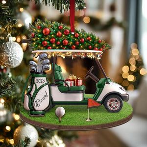 Personalized Golf Cart Christmas Ornament, Golf Lover Gift, Acrylic Ornament
