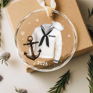 Personalized Sailor Uniform Ornament, Navy Sailor Christmas Ornament, Custom Name Military Keepsake, Navy Anchor Ornament, Veteran Gift