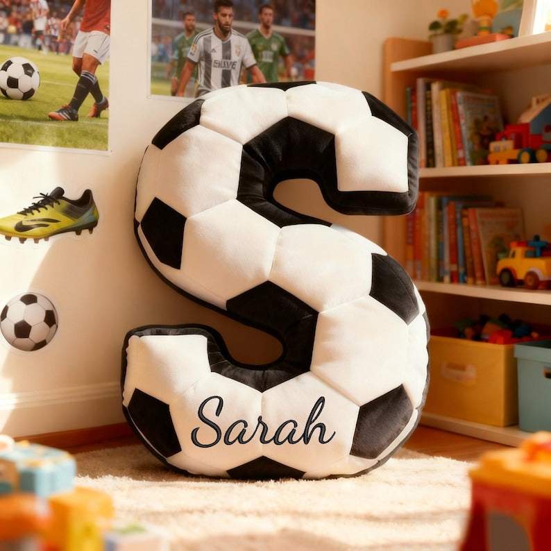 Personalized Soccer Ball Letter Pillow Custom Initial Pillow with name Custom Shape Pillow Soccer Ball Lover Player Fans Gift World Cup 2026