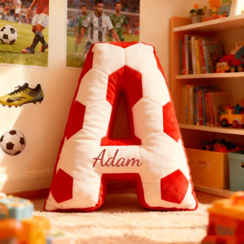 Personalized Soccer Ball Letter Pillow Custom Initial Pillow with name Custom Shape Pillow Soccer Ball Lover Player Fans Gift World Cup 2026