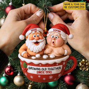 Custom Funny Couple Christmas Ornament 2025, Growing Old Together Ornament, Personalized Santa Couple Gift,Romantic XmasTree Decor,Xmas Gift