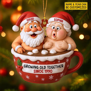 Custom Funny Couple Christmas Ornament 2025, Growing Old Together Ornament, Personalized Santa Couple Gift,Romantic XmasTree Decor,Xmas Gift