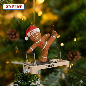 Custom 2D Flat Acrylic Gingerbread Pilates Ornament Personalized Santa Hat Reformer Decor, Cute Fitness Christmas Gift 2025