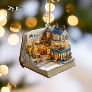 Personalized Bookstore Acrylic Christmas Ornament 2025, Book Lover Holiday Gift, Unique Literary Book Nook Decor
