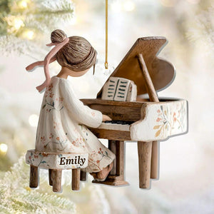 Personalized Piano Ornament, Custom Name Musician Gift, Grand Piano Player Keepsake, Music Teacher Student Christmas Present