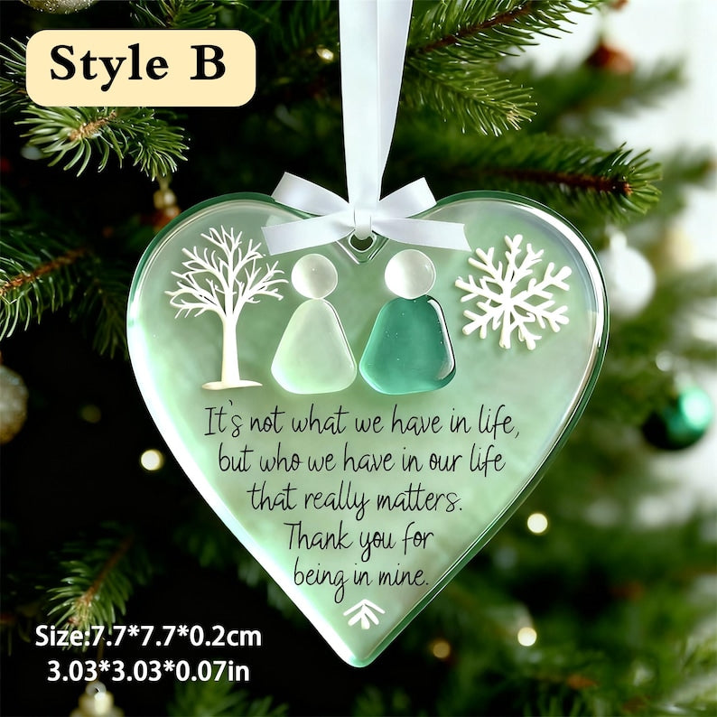 2D Sea Glass Friendship Ornament,Snowflake Timeless Friendship Acrylic Snowflake Keepsake,Christmas Tree Decor,Timeless Friendship Ornament