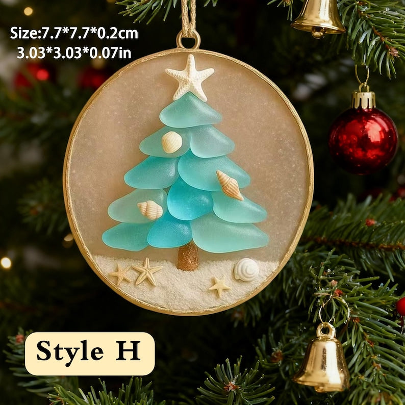 2D Sea Glass Friendship Ornament,Snowflake Timeless Friendship Acrylic Snowflake Keepsake,Christmas Tree Decor,Timeless Friendship Ornament