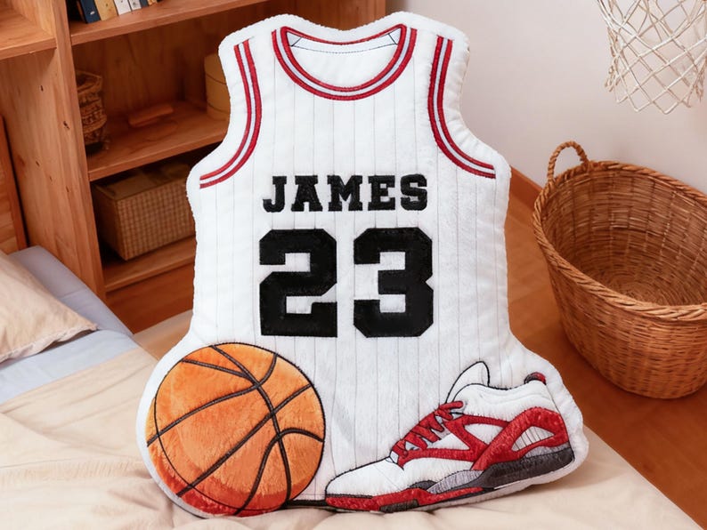 Custom Jersey Pillow,Personalized Basketball Jersey Pillow with Number,Basketball Lover Player Gift,Sports Pillow,Kids Gift,Throw Pillow