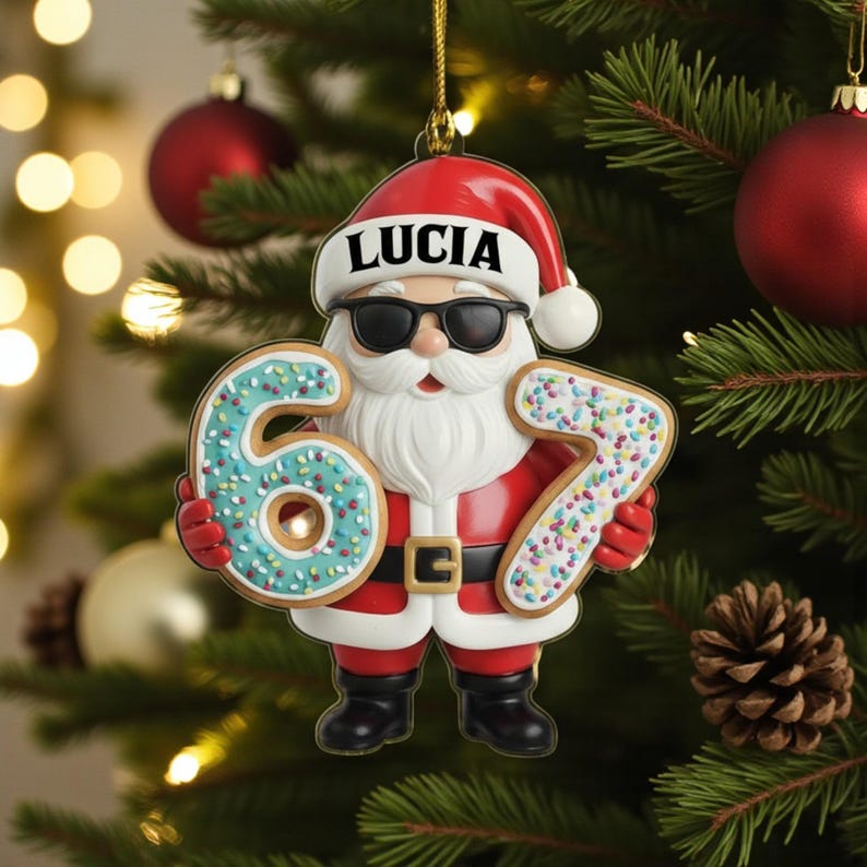 Gingerbread Six Seven Ornament Gen Alpha 67 Christmas Ornament for Kids & Teens