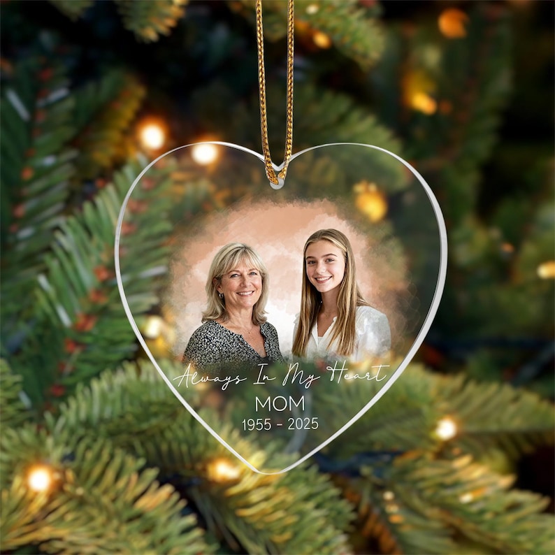 Custom Photo Memorial Ornament, Dad Mom Memorial Christmas decor,Remembrance Gift