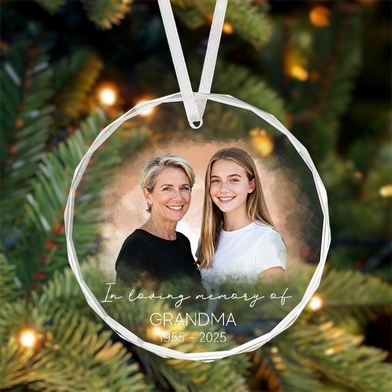 Custom Photo Memorial Ornament, Dad Mom Memorial Christmas decor,Remembrance Gift