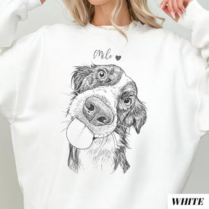 Custom Dog Photo Sweatshirt, Dog Owner Xmas Gift, Personalized Pet Portrait from Photo, Custom Dog Cat Drawing Shirt, Pet Memorial Gift