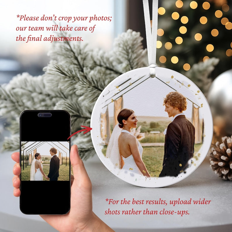Our First Christmas As Mr & Mrs Ornament, 1st Christmas Married Photo Ornament for Newlywed, First Christmas Married Couple Ornament 2025