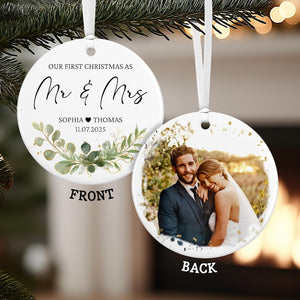 Our First Christmas As Mr & Mrs Ornament, 1st Christmas Married Photo Ornament for Newlywed, First Christmas Married Couple Ornament 2025