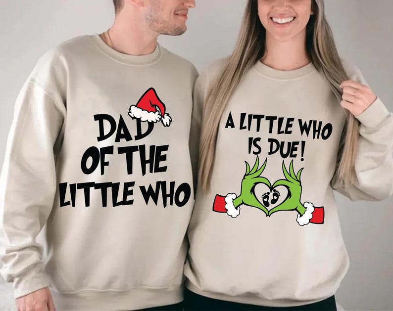 A Little Who Is Due Couple Shirt, Christmas Pregnancy Reveal Couple Shirt Christmas Pregnant Gift, Christmas pregnancy, The man behind the who Shirt