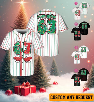 Funny Christmas '67' Meme Baseball Jersey, Festive Holiday Outfit