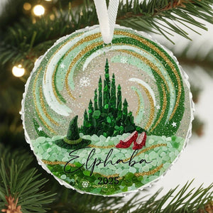 Personalized Elphaba Glass Ornament, Wicked Christmas Ornament, Emerald City Ornament, Oz Fan Keepsake, Broadway Fan Gift, Classic Film Gift