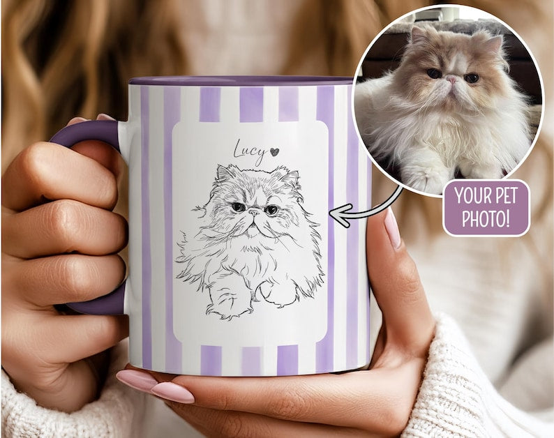 Custom Dog Hand Drawing Mug: Personalized Pet Portrait from Photo, Dog Owner Memorial Gift