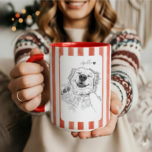 Custom Dog Hand Drawing Mug: Personalized Pet Portrait from Photo, Dog Owner Memorial Gift
