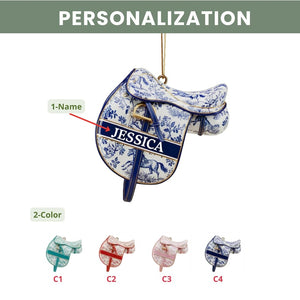 Personalized Equestrian Saddle 2D Flat Ornament, Custom Acrylic Ornament For Horse Riding Lovers, Rider Gift, Farm Animal Holiday Keepsake