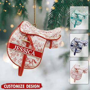Personalized Equestrian Saddle 2D Flat Ornament, Custom Acrylic Ornament For Horse Riding Lovers, Rider Gift, Farm Animal Holiday Keepsake