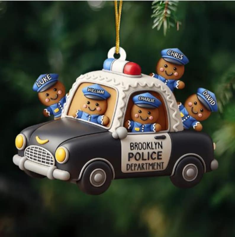 Custom Gingerbread Police Officer 2D Ornament, Personalized Acrylic Ornament For Law Enforcement, Policeman Keepsake, Police Department Gift