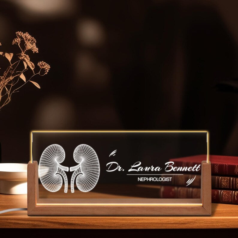 Personalized Nephrologist Name Plate, Custom Kidney Doctor LED Desk Sign, Medical Office Decor, Doctor Graduation Gift, Clinic Night Light