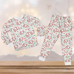 Funny 67 Candy Cane Christmas Pajama Set, 67 Six Seven Christmas Sleepwear, Six Seven Meme Christmas Pajamas, Trending 67 Holiday Pajamas