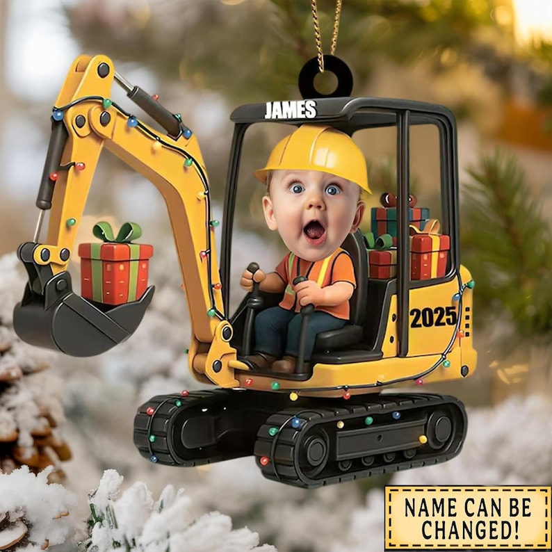 Personalized Kid Face Excavator Ornament Acrylic Christmas Decoration