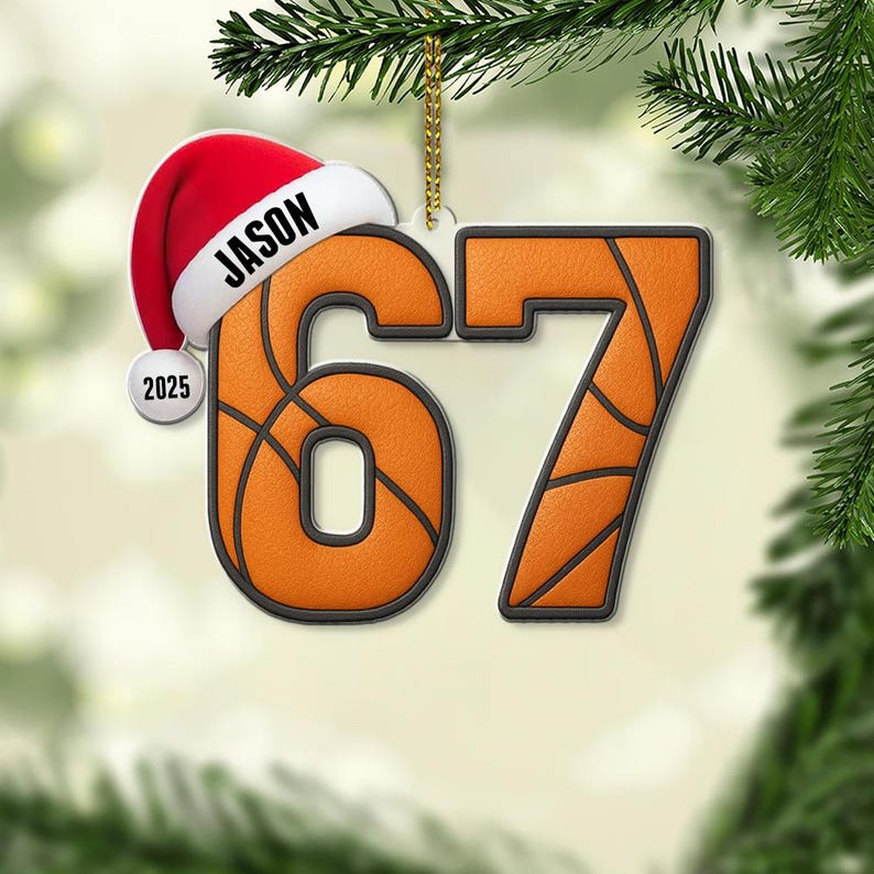 Personalized Sports Number 67 Ornament Teen Athlete Gift