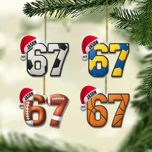 Personalized Sports Number 67 Ornament Teen Athlete Gift