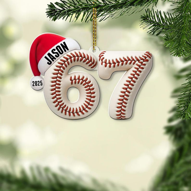 Personalized Sports Number 67 Ornament Teen Athlete Gift